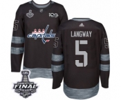 Men's Adidas Washington Capitals #5 Rod Langway Authentic Black 1917-2017 100th Anniversary 2018 Stanley Cup Final NHL Jersey