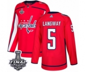 Men's Adidas Washington Capitals #5 Rod Langway Premier Red Home 2018 Stanley Cup Final NHL Jersey
