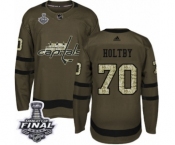Men's Adidas Washington Capitals #70 Braden Holtby Authentic Green Salute to Service 2018 Stanley Cup Final NHL Jersey