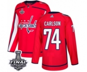 Men's Adidas Washington Capitals #74 John Carlson Authentic Red Home 2018 Stanley Cup Final NHL Jersey