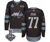 Men's Adidas Washington Capitals #77 T.J. Oshie Authentic Black 1917-2017 100th Anniversary 2018 Stanley Cup Final NHL Jersey