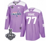 Men's Adidas Washington Capitals #77 T.J. Oshie Authentic Purple Fights Cancer Practice 2018 Stanley Cup Final NHL Jersey