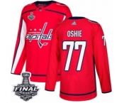 Men's Adidas Washington Capitals #77 T.J. Oshie Premier Red Home 2018 Stanley Cup Final NHL Jersey