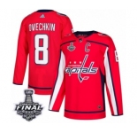 Men's Adidas Washington Capitals #8 Alex Ovechkin Authentic Red Home 2018 Stanley Cup Final NHL Jersey