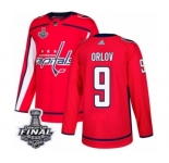 Men's Adidas Washington Capitals #9 Dmitry Orlov Authentic Red Home 2018 Stanley Cup Final NHL Jersey