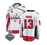Men's Washington Capitals #13 Jakub Vrana Fanatics Branded White Away Breakaway 2018 Stanley Cup Final NHL Jersey