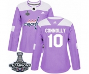 Women Adidas Washington Capitals #10 Brett Connolly Authentic Purple Fights Cancer Practice 2018 Stanley Cup Final Champions NHL Jersey