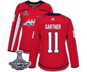 Women Adidas Washington Capitals #11 Mike Gartner Authentic Red Home 2018 Stanley Cup Final Champions NHL Jersey