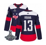 Women Adidas Washington Capitals #13 Jakub Vrana Authentic Navy Blue 2018 Stadium Series 2018 Stanley Cup Final Champions NHL Jersey