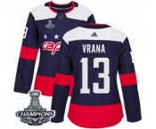 Women Adidas Washington Capitals #13 Jakub Vrana Authentic Navy Blue 2018 Stadium Series 2018 Stanley Cup Final Champions NHL Jersey