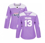Women Adidas Washington Capitals #13 Jakub Vrana Authentic Purple Fights Cancer Practice NHL Jersey