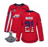 Women Adidas Washington Capitals #21 Dennis Maruk Authentic Red USA Flag Fashion 2018 Stanley Cup Final Champions NHL Jersey