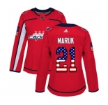 Women Adidas Washington Capitals #21 Dennis Maruk Authentic Red USA Flag Fashion NHL Jersey