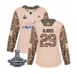 Women Adidas Washington Capitals #29 Christian Djoos Authentic Camo Veterans Day Practice 2018 Stanley Cup Final Champions NHL Jersey