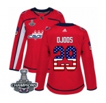 Women Adidas Washington Capitals #29 Christian Djoos Authentic Red USA Flag Fashion 2018 Stanley Cup Final Champions NHL Jersey