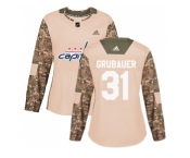 Women Adidas Washington Capitals #31 Philipp Grubauer Camo Authentic 2017 Veterans Day Stitched NHL Jersey