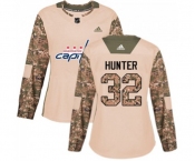 Women Adidas Washington Capitals #32 Dale Hunter Authentic Camo Veterans Day Practice NHL Jersey
