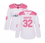 Women Adidas Washington Capitals #32 Dale Hunter Authentic White Pink Fashion NHL Jersey