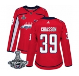 Women Adidas Washington Capitals #39 Alex Chiasson Authentic Red Home 2018 Stanley Cup Final Champions NHL Jersey