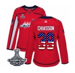 Women Adidas Washington Capitals #39 Alex Chiasson Authentic Red USA Flag Fashion 2018 Stanley Cup Final Champions NHL Jersey