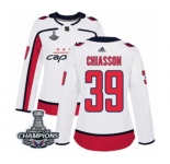 Women Adidas Washington Capitals #39 Alex Chiasson Authentic White Away 2018 Stanley Cup Final Champions NHL Jersey