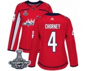 Women Adidas Washington Capitals #4 Taylor Chorney Authentic Red Home 2018 Stanley Cup Final Champions NHL Jersey