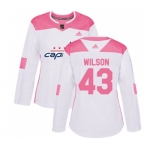 Women Adidas Washington Capitals #43 Tom Wilson Authentic White Pink Fashion NHL Jersey