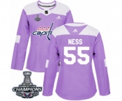 Women Adidas Washington Capitals #55 Aaron Ness Authentic Purple Fights Cancer Practice 2018 Stanley Cup Final Champions NHL Jersey