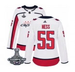 Women Adidas Washington Capitals #55 Aaron Ness Authentic White Away 2018 Stanley Cup Final Champions NHL Jersey