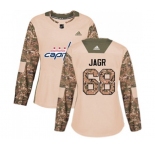 Women Adidas Washington Capitals #68 Jaromir Jagr Authentic Camo Veterans Day Practice NHL Jersey