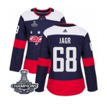 Women Adidas Washington Capitals #68 Jaromir Jagr Authentic Navy Blue 2018 Stadium Series 2018 Stanley Cup Final Champions NHL Jersey