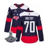 Women Adidas Washington Capitals #70 Braden Holtby Authentic Navy Blue 2018 Stadium Series 2018 Stanley Cup Final Champions NHL Jersey
