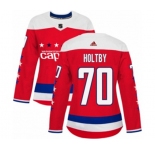 Women Adidas Washington Capitals #70 Braden Holtby Authentic Red Alternate NHL Jersey