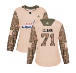 Women Adidas Washington Capitals #71 Kody Clark Authentic Camo Veterans Day Practice NHL Jersey
