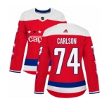 Women Adidas Washington Capitals #74 John Carlson Authentic Red Alternate NHL Jersey