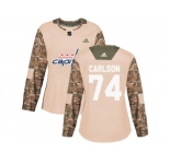 Women Adidas Washington Capitals #74 John Carlson Camo Authentic 2017 Veterans Day Stitched NHL Jersey