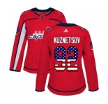 Women Adidas Washington Capitals #92 Evgeny Kuznetsov Authentic Red USA Flag Fashion NHL Jersey