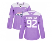 Women Adidas Washington Capitals #92 Evgeny Kuznetsov Purple Authentic Fights Cancer Stitched NHL Jersey