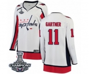 Women Washington Capitals #11 Mike Gartner Fanatics Branded White Away Breakaway 2018 Stanley Cup Final Champions NHL Jersey