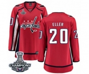 Women Washington Capitals #20 Lars Eller Fanatics Branded Red Home Breakaway 2018 Stanley Cup Final Champions NHL Jersey