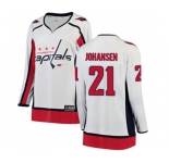 Women Washington Capitals #21 Lucas Johansen Fanatics Branded White Away Breakaway NHL Jersey