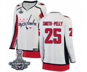 Women Washington Capitals #25 Devante Smith-Pelly Fanatics Branded White Away Breakaway 2018 Stanley Cup Final Champions NHL Jersey