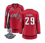 Women Washington Capitals #29 Christian Djoos Fanatics Branded Red Home Breakaway 2018 Stanley Cup Final Champions NHL Jersey
