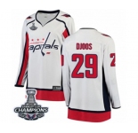 Women Washington Capitals #29 Christian Djoos Fanatics Branded White Away Breakaway 2018 Stanley Cup Final Champions NHL Jersey