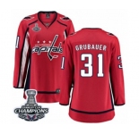 Women Washington Capitals #31 Philipp Grubauer Fanatics Branded Red Home Breakaway 2018 Stanley Cup Final Champions NHL Jersey