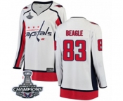 Women Washington Capitals #83 Jay Beagle Fanatics Branded White Away Breakaway 2018 Stanley Cup Final Champions NHL Jersey