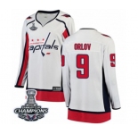Women Washington Capitals #9 Dmitry Orlov Fanatics Branded White Away Breakaway 2018 Stanley Cup Final Champions NHL Jersey