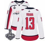 Women's Adidas Washington Capitals #13 Jakub Vrana Authentic White Away 2018 Stanley Cup Final NHL Jersey
