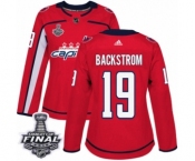 Women's Adidas Washington Capitals #19 Nicklas Backstrom Authentic Red Home 2018 Stanley Cup Final NHL Jersey