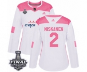 Women's Adidas Washington Capitals #2 Matt Niskanen Authentic White Pink Fashion 2018 Stanley Cup Final NHL Jersey